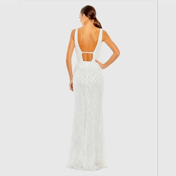 Mac Duggal White Sparkling Gown NWT - Picture 3 of 7